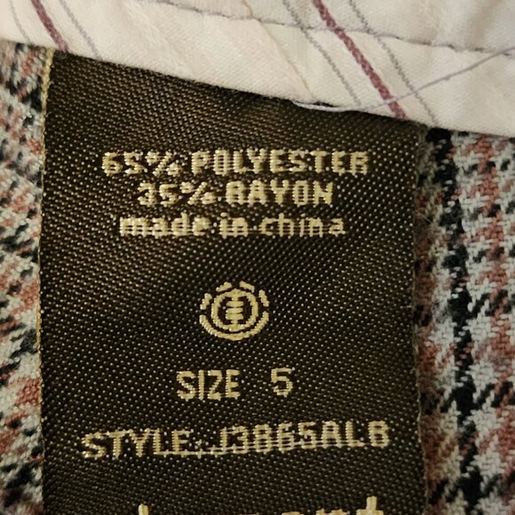 Element Plaid Cropped Pants Size 5–Preppy Skater Girl Capris, Greyish/Tan Check - Picture 8 of 9